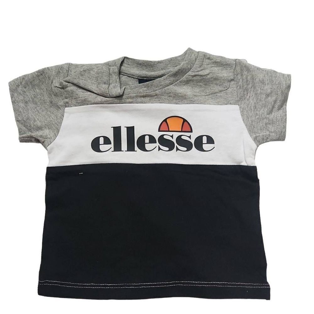 Ellesse Baby Size 0-3 Months Gray White Black Logo Shirt